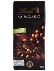 Lindt Swiss Dark Chocolate With Roasted Hazelnut 100g - ลินด์ สวิส คลาสสิค ดาร์กช็อกโกแลต สอดไส้เฮเซ