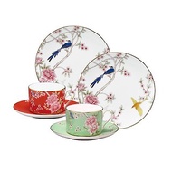 日本NARUMI 女王花園骨瓷雙人茶杯點心盤組