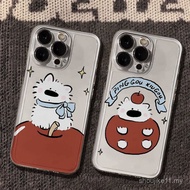 Red Apple Little White Dog Couple Space Case Transparent Suitable for iPhone Phone Case Suitable for