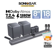 SonicGear StudioBar 9000 Dolby Atmos 7.2.4 ch Soundbar with Dual Wireless Subwoofer | Dual Mic