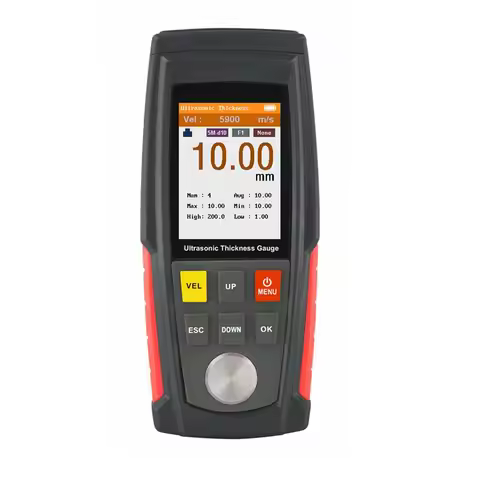 Ultrasonic Thickness Gauge Digital Sheet Metal Plastic Glass Measuring Range: 1.0-300mm (Steel) Soun