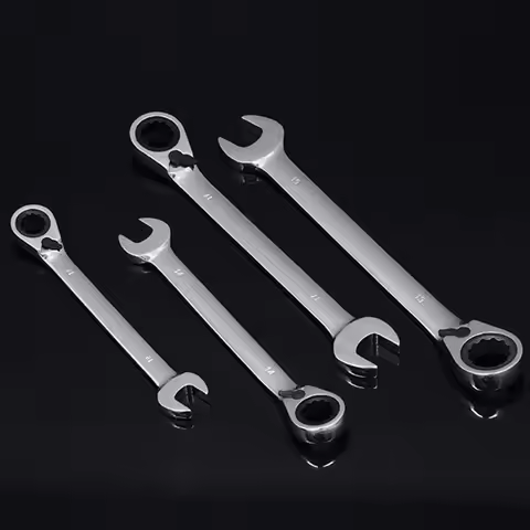 Reversible Ratcheting Combination Wrench, Open Ended Spanner, 72 Teeth Ratchet Wrench,Metric, CR-V,