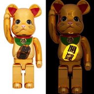 BE@RBRICK 招き猫 開運 金メッキ 発光 1000％ bearbrick 發光 招財貓 電鍍