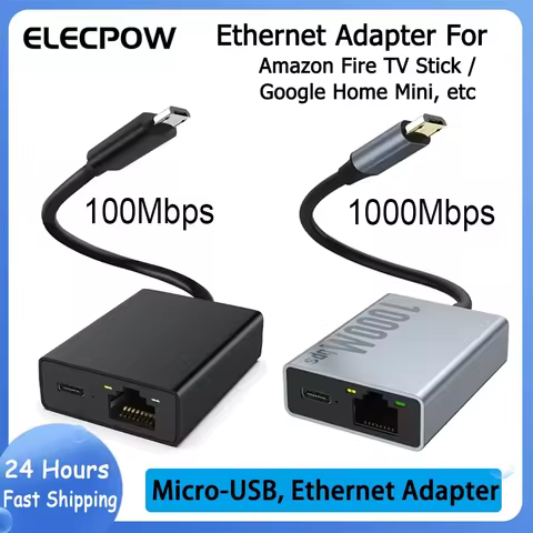 Chromecast Ethernet Adapter For Fire TV Stick Micro to 100Mbps Network Card for Ultra Audio Google E
