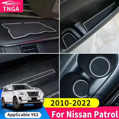 For Patrol Y62 Gate Slot Mat Nissan New Tule Patrol Central Control Water Cup Storage Box Mat Non-Sl