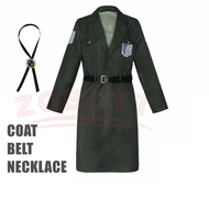 ชุดคอสเพลย์ Attack on Titan เอเรน ลีวายส์ สำหรับผู้หญิงและผู้ชาย Shingeki No Kyojin เสื้อแจ็คเก็ตทหา
