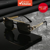 Retro Square Frameless Double Beam Sunglasses | UV Protection Fashion Shades Men Women