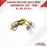 HID XENON BULB H1, H4, H7, H11 QUICK START SUPERBRIGHT 35W - 100W