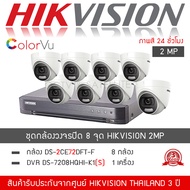 HIKVISION ชุดกล้องวงจรปิด 8 กล้อง รุ่น DS-2CE76D0T-LMFS  จำนวน 8 ตัว  DVR 7208HQHI-K1(S) จำนวน 1 เคร