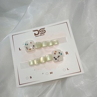 Set of 10 nailbox fake nails for DASA short feet with jade green cat eye design mixed with multi-col