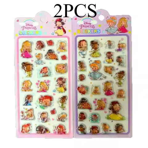Disney Kawaii Cartoon Ariel Princess 3D Crystal Relief Stickers Snow White Phone Case Decoration Stu