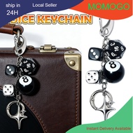Black 8 Dice Star Keychain Silver Cute Cool Pool Ball Keychain for Men Women Present lucky Bag Penda