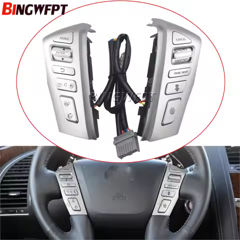 Car Steering Wheel Cruise Control Switch Buttons For Nissan PATROL Y62 2012-2018 Telephone Sound Vol