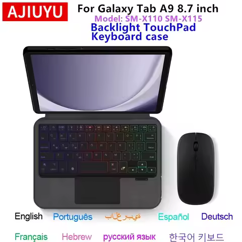Magic Keyboard Case for Samsung Galaxy Tab A9 8.7 Inch Smart Cover for Galaxy Tab A9 SM-X110 SM-X115