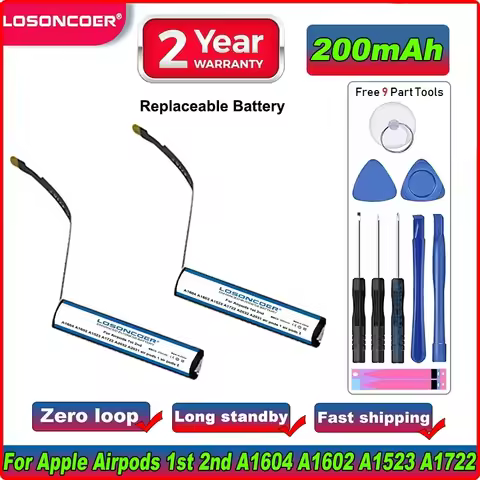 GOKY93mWhA1604 Battery For Apple airpods 1st 2nd A1604 A1602 A1523 A1722 A2032 A2031 air pods 1 air 