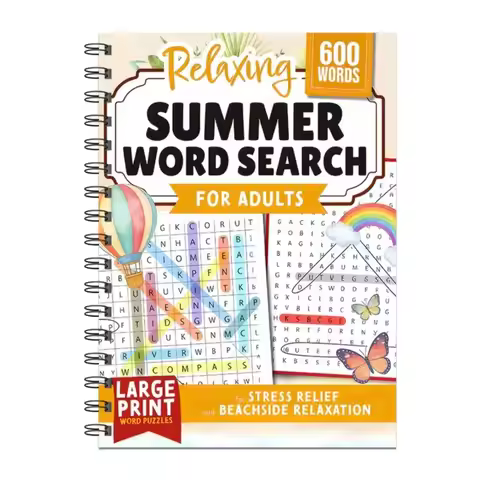 Large Print Word Search Book 600 Words Brain Game Summer Word Search Puzzles Stress Relief Education