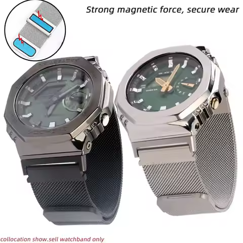 Magnetic Milan mesh watchband Metal For Casio Farm Oak GA2100 GM2100 GA2110 GST-B200 stainless steel