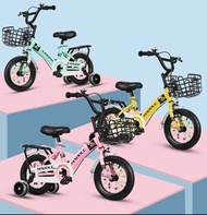 兒童單車 小童單車 粉/黃/綠色 配送前籃及后架 +閃光輔助輪  12吋 428元，14吋478元，16吋528元，18吋578元，20吋628元(約9kg)。(加20元改加寬閃光輔助輪) bbcwpbike  bike kids chid 中童單車