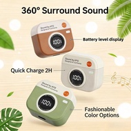 Wireless Bluetooth music headphones retro camera creative design power display long battery life spo