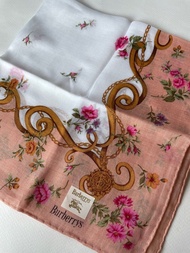 Burberry Vintage Floral Handkerchief 粉紅色 花卉圖案 手巾 手帕 方巾 圍巾 迷你絲巾