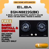 Elba Build in Gas Hob EGH-N8822G(BK) | 5.0KW | Safety Valve (FFD) | Tempered Glass | Battery Iginiti