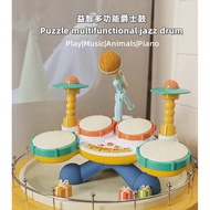 Baby Drum Set with Microphone 6-in-1 Musical Educational Toy for Kids 1 Year Old Boys Girls Safe ABS
