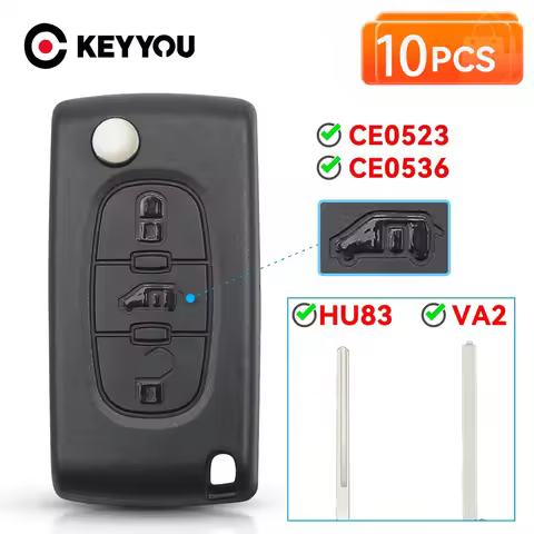 KEYYOU 10PCS Remote Car Key For Citroen Dispatch Berlingo (Van) For Peugeot Expert Partner 207 307 3