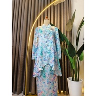 Baju Kurung Moden Aurora Peplum - The Pastel Elegance Collection Satin Emboss Clothing Sets Wanita