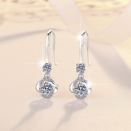 【 GRA Certificate Attached 】 1CT Moissanite Earrings, Fashion Clover Earrings S925 Pure Silver Plati