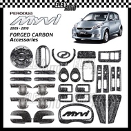 Perodua Myvi 2005 - 2010 Forged Carbon Interior Exterior Accessories Steering Wheel Trim Door Handle
