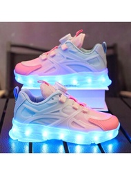 Usb充電led燈鞋,彩色發光休閒運動鞋帶有網面鞋面,適用於春夏季,男女兒童運動跑鞋及日常穿著,是從初中到小學的學生的最佳選擇。