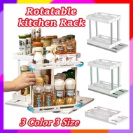 Multi-function Rotatable Kitchen Rack ABS Double Layer Storage Shelf Spice Slide Cupboard Organiser Shelf