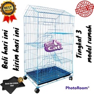 3 TIER CAT CAGE THICK IRON 60X42X108 CM HOME ROOF MODEL