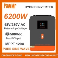 PowMr 6.2KW Grid Tie Off-Grid Hybrid Inverter DC 48V 220/230V AC and 120A MPPT Solar Charger Solar P
