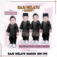 💜[0~7M@3~7KG] HITAM BLACK: Set Baju Melayu Danish by Fortuna, Sampin & Songkok, for Newborn to 7 Mon