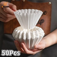 50Pcs/Set Hand Brewed Coffee Filter Papers Drip Type Coffee Corrugated Filter Papers Home Handmade Coffee Accessories