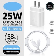 Samsung 25W Super Fast Charger Adapter Type C To Type C 1M 1.5M 2M Cable For Samsung Galaxy S22 S21 