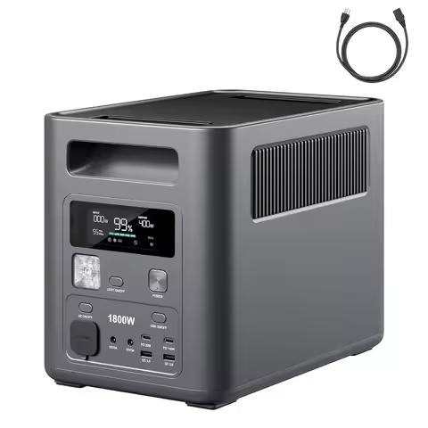 Portable Power Station, 1024Wh LiFePO4 Battery, 1800W AC Output (3600W Peak), Compact Lightweight De