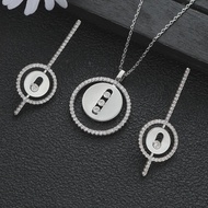 คลาสสิกเรขาคณิตรอบปุ่มZircon Turquoiseสร้อยคอต่างหูยาวชุดเครื่องประดับElegantจากประเทศจีน