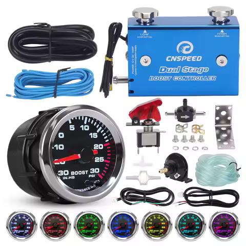 Boost Controller and Accessories 12V DC Car Boost Gauge PSI Kit And Dual Stage Electronic Turbo Char