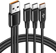 AKWOR USB to USB C Multi Charging Cable 3-in-1, 60W USB C Splitter Cable with 3 Separate 4FT Type C 