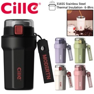 Cille 400ml Handheld Car Holder 316SS Stainless Steel Vacuum Flask Thermos Water Cup Water Bottle