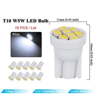 10x ไฟอ่านหนังสือติดหลังคาประตูรถแบบโดม W5W T10 8 SMD หลอดไฟ LED 5W5 12V สำหรับรถยนต์ไฟด้านข้างลิ่มสว่างเป็นพิเศษ