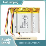 1-2PCS 582535 602535 3.7V 600mAh  Rechargeable Lithium Polymer Battery For MP3 MP4 GPS Smart Watch B
