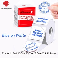 Blue On White Round Thermal Label Sticker For Phomemo M110/M120/M200/M220/M221/241BT/D520 Printer,50