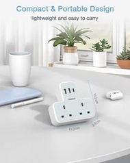 TESSAN 2 AC outlets Socket Multi Plug Extension Wall Adapter 1 USB C and 2 USB Ports 拖板USB-A & usb-c