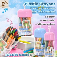 12/24/36 Colors Washable Crayons for Kids Plastic Crayon Set Do Not Dirty Hands Art Stationery Crayo