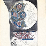 19th century德國瓷器設計手稿 - 1884 Vintage Draft - 古董