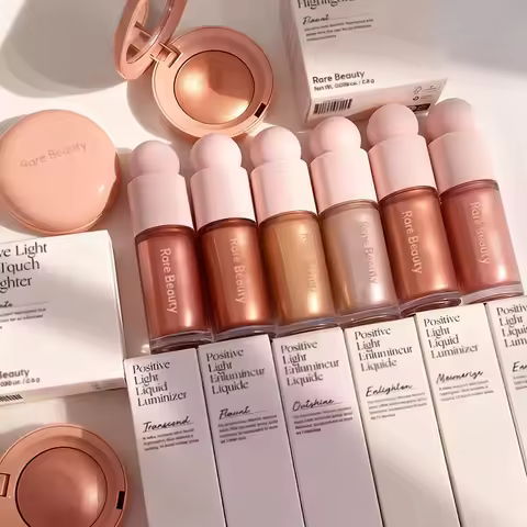 New Liquid Blush and Liquid Luminizer Bundle Set Rare Beauty Enchant Enlighten Hightlighter Bronzer 