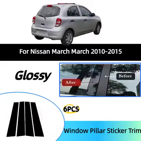 For Nissan March March 2010-2015 window decoration bright black center pillar sticker